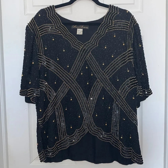 Vintage Ashley Stewart Beaded Blouse - Picture 1 of 7